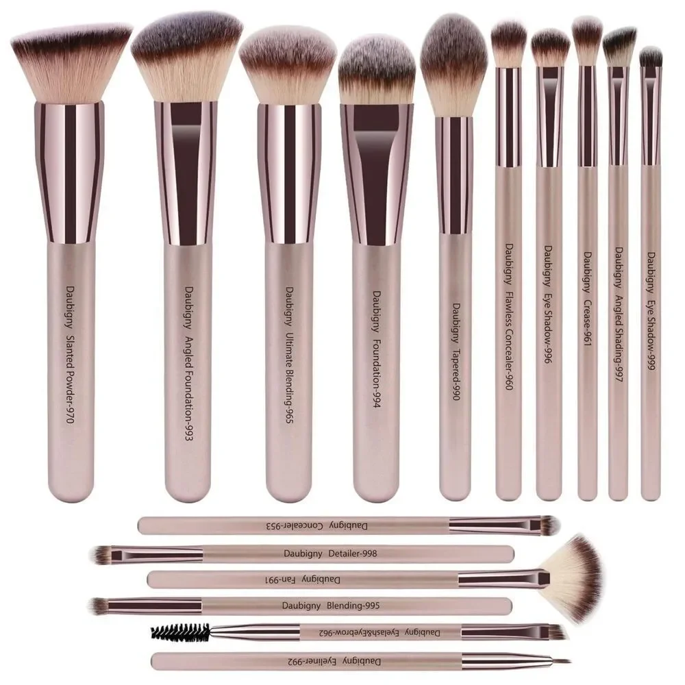 Daubigny 16Pieces Gold Complete Premium Synthetic Professional Makeup Brushes